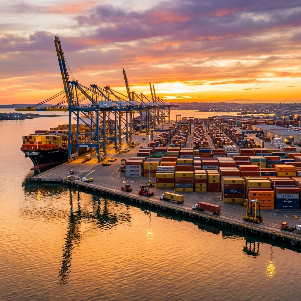 Sea Maxwell Logistics Container Seaport Terminal Sunset